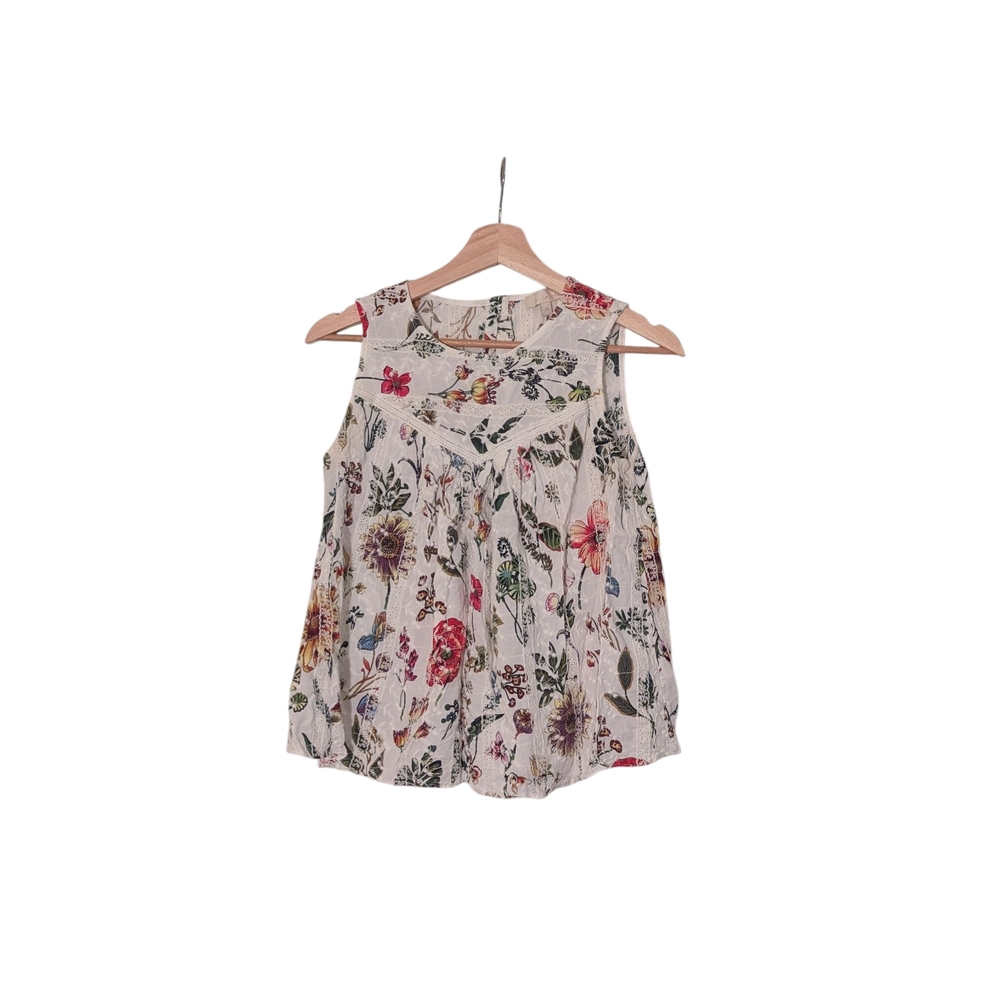 &. Layered Floral Embroidered Sleeveless Women's Blouse, M